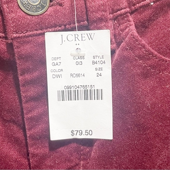 New J CREW FACTORY Women's Raspberry Velvet Midrise Skinny Jeans Raspberry Sz 24 - Picture 4 of 7